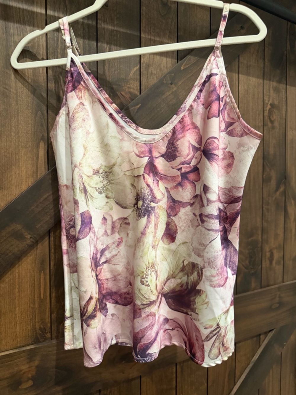 Floral Pink & Purple Satin Cami Top